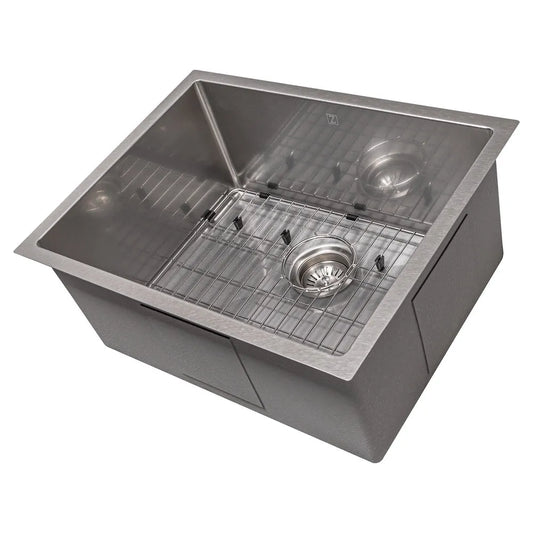 ZLINE 23 in. Meribel Undermount Single Bowl Satin Stainless Steel Kitchen Sink with Bottom Grid (SRS-23S) main image.