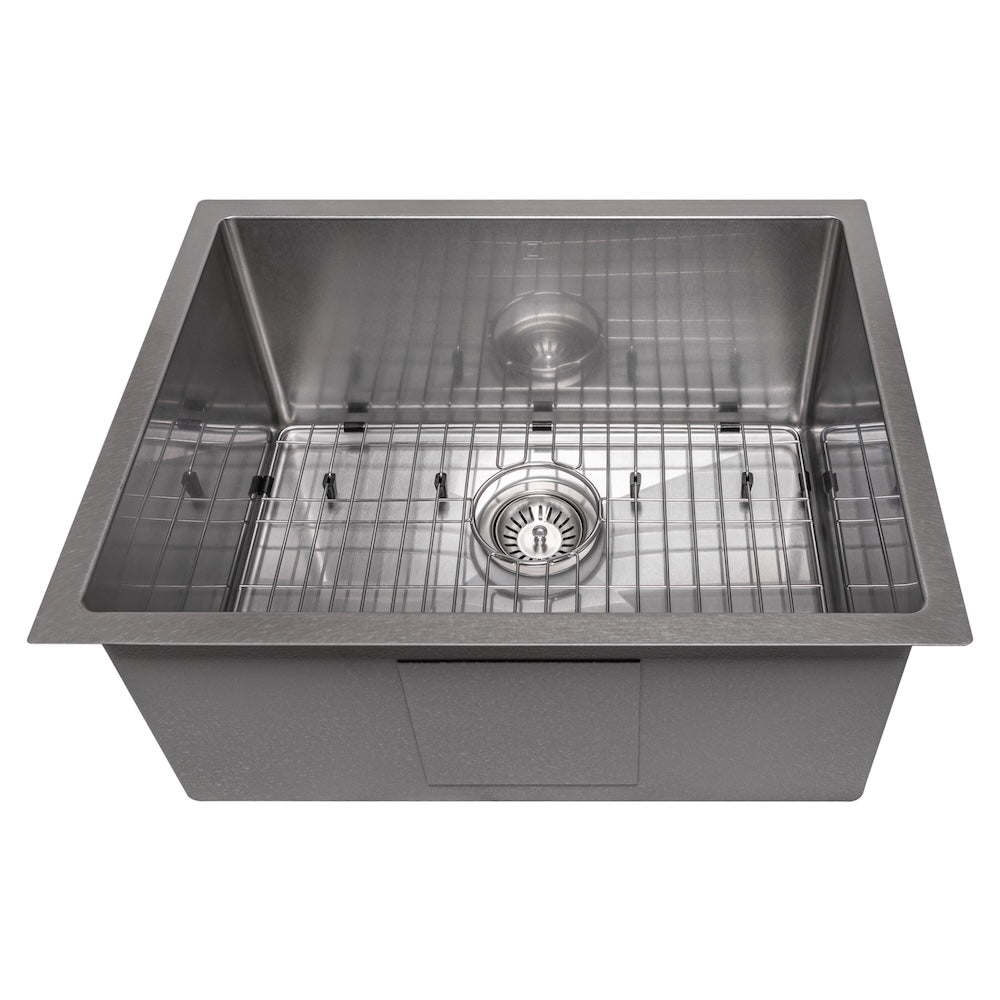 ZLINE 27 in. Meribel Undermount Single Bowl Satin Stainless Steel Kitchen Sink with Bottom Grid (SRS-27S)