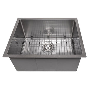 ZLINE 27 in. Meribel Undermount Single Bowl Satin Stainless Steel Kitchen Sink with Bottom Grid (SRS-27S)