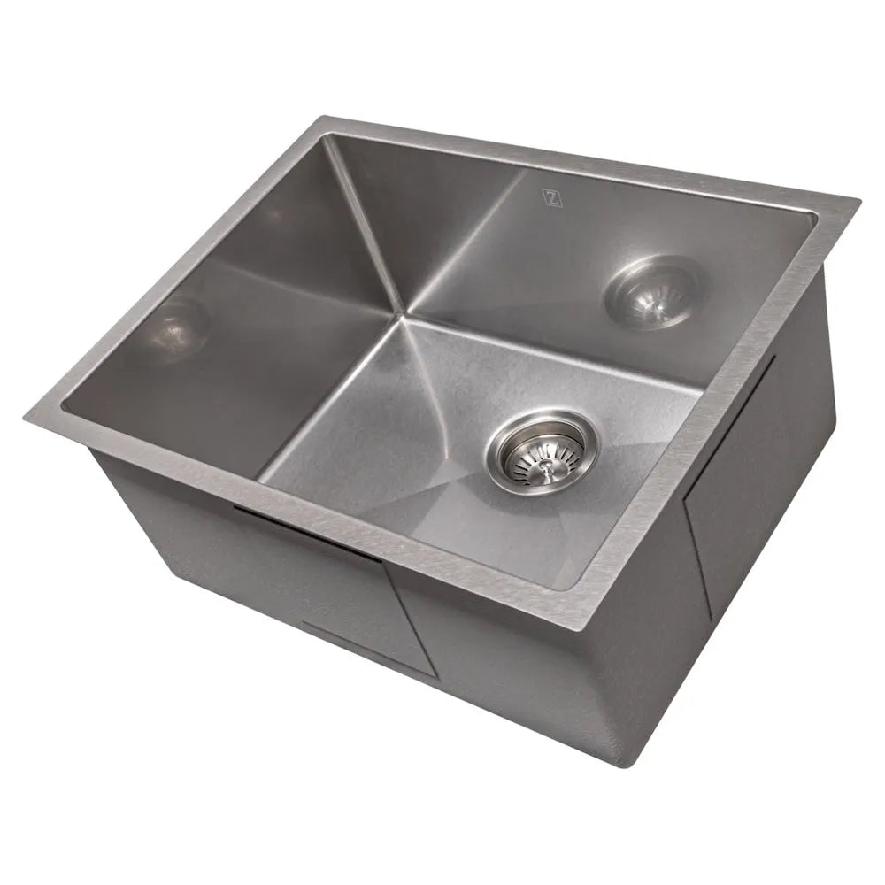 ZLINE 27 in. Meribel Undermount Single Bowl Satin Stainless Steel Kitchen Sink with Bottom Grid (SRS-27S) main image.