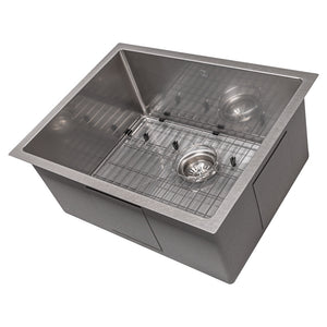 ZLINE 27 in. Meribel Undermount Single Bowl Satin Stainless Steel Kitchen Sink with Bottom Grid (SRS-27S)