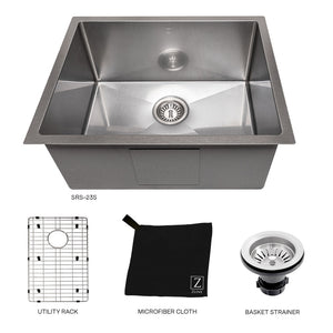 ZLINE 27 in. Meribel Undermount Single Bowl Satin Stainless Steel Kitchen Sink with Bottom Grid (SRS-27S)