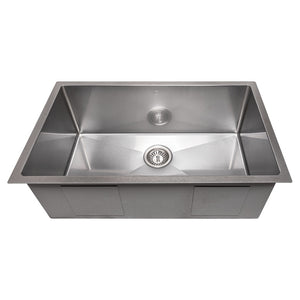 ZLINE 33 in. Meribel Undermount Single Bowl Satin Stainless Steel Kitchen Sink with Bottom Grid (SRS-33S)