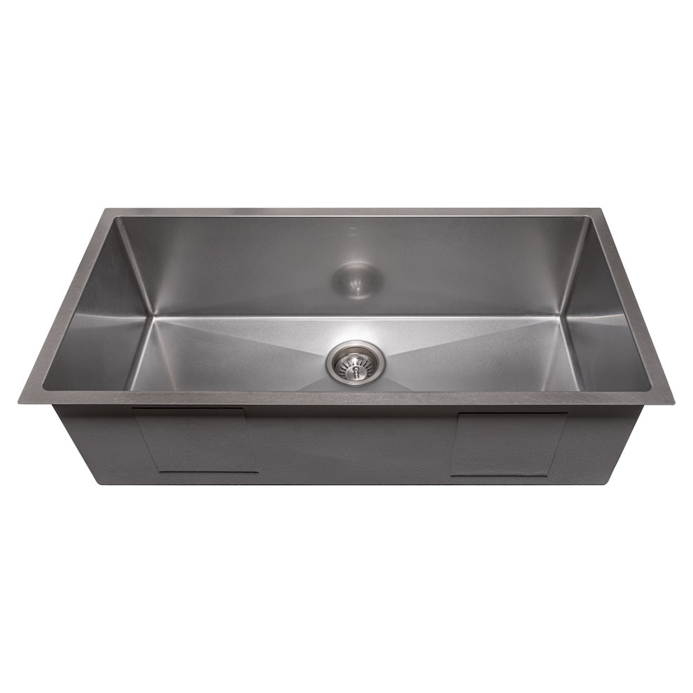 ZLINE 36 in. Meribel Undermount Single Bowl Satin Stainless Steel Kitchen Sink with Bottom Grid (SRS-36S)