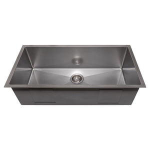 ZLINE 36 in. Meribel Undermount Single Bowl Satin Stainless Steel Kitchen Sink with Bottom Grid (SRS-36S)