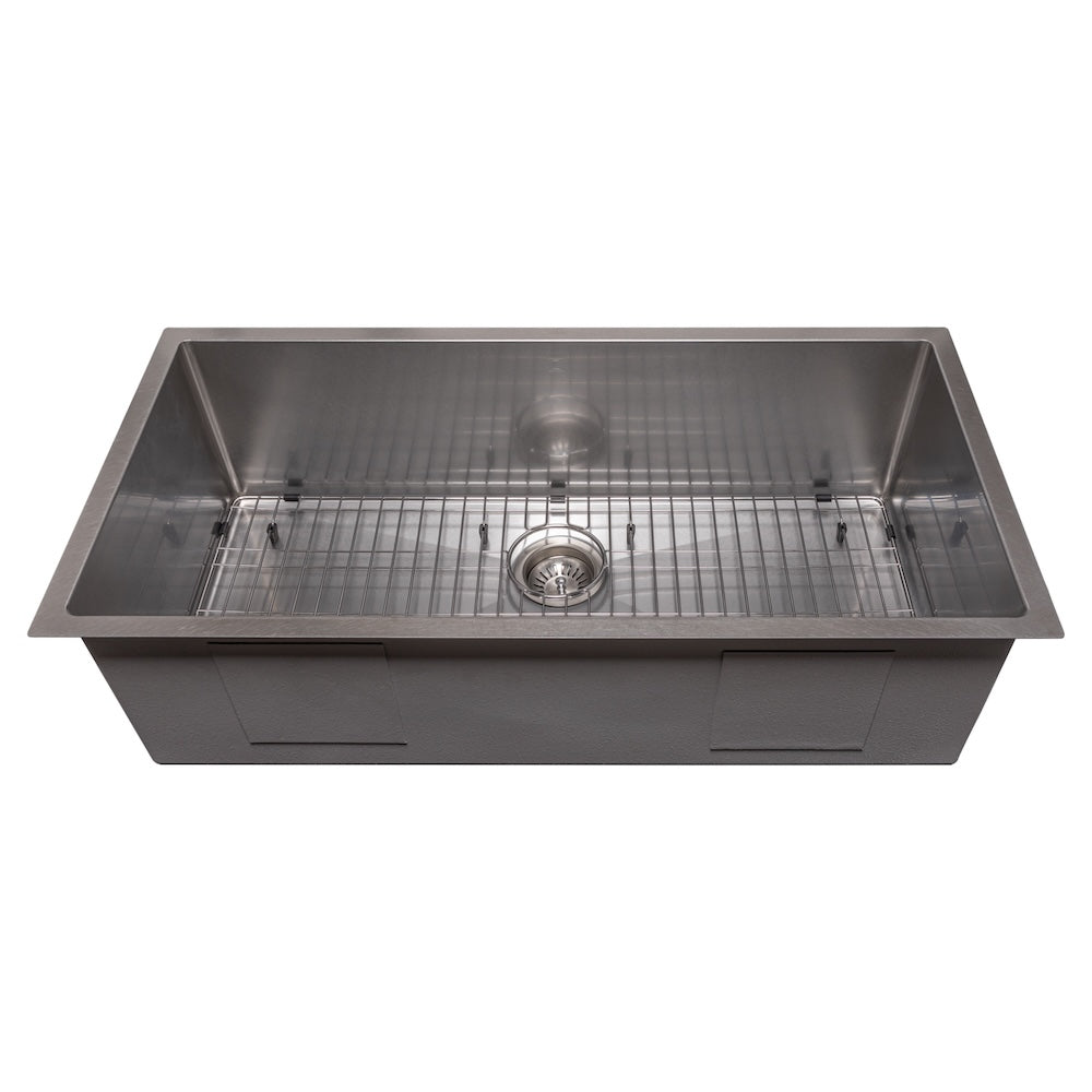 ZLINE 36 in. Meribel Undermount Single Bowl Satin Stainless Steel Kitchen Sink with Bottom Grid (SRS-36S)