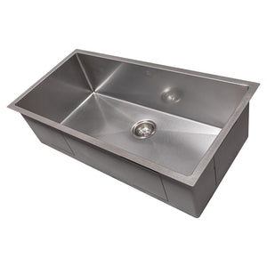 ZLINE 36 in. Meribel Undermount Single Bowl Satin Stainless Steel Kitchen Sink with Bottom Grid (SRS-36S)