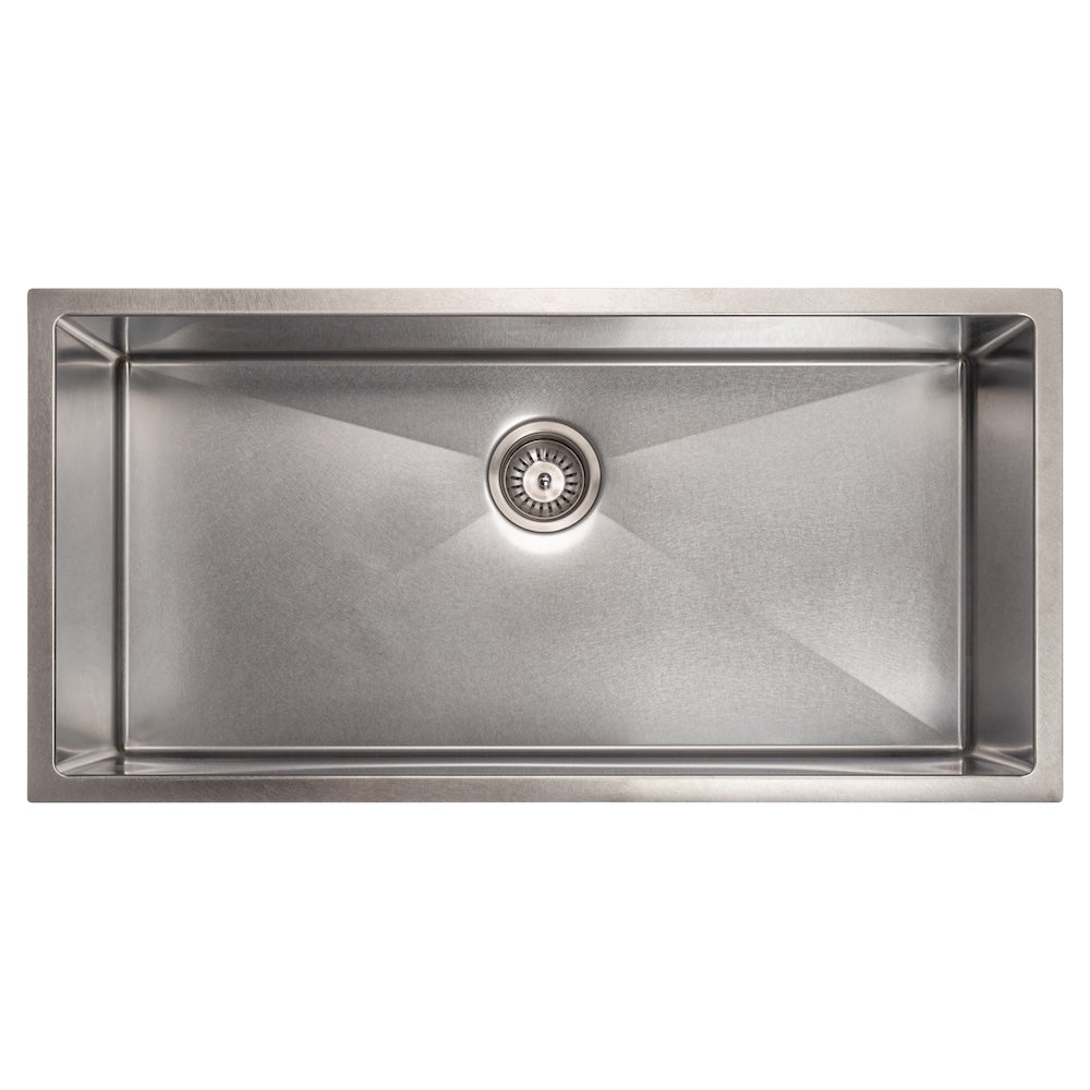 ZLINE 36 in. Meribel Undermount Single Bowl Satin Stainless Steel Kitchen Sink with Bottom Grid (SRS-36S)
