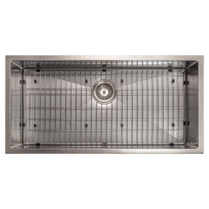 ZLINE 36 in. Meribel Undermount Single Bowl Satin Stainless Steel Kitchen Sink with Bottom Grid (SRS-36S)