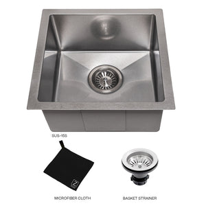 ZLINE 15 in. Boreal Undermount Single Bowl Satin Stainless Steel Bar Kitchen Sink (SUS-15S)
