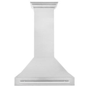 ZLINE 36 in. Satin Stainless Steel Wall Mount Range Hood with Stainless Steel Handle (8654SNX-36) front.