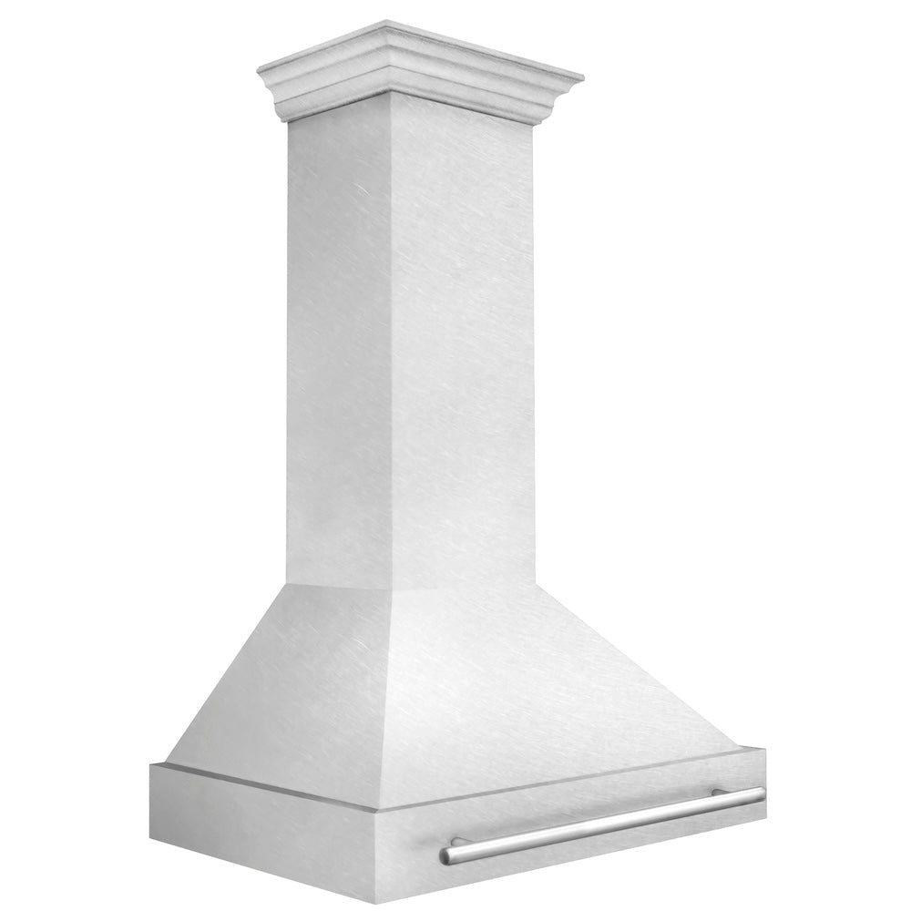 ZLINE 36 in. Satin Stainless Steel Wall Mount Range Hood with Stainless Steel Handle (8654SNX-36) side.
