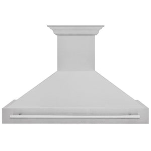 ZLINE 48 in. Satin Stainless Steel Wall Mount Range Hood with Stainless Steel Handle (8654SNX-48) front.