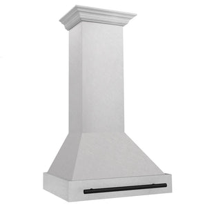 ZLINE Autograph Edition 30 in. Satin Stainless Steel Wall Mount Range Hood with Matte Black Handle (8654SNZ-30-MB) side.