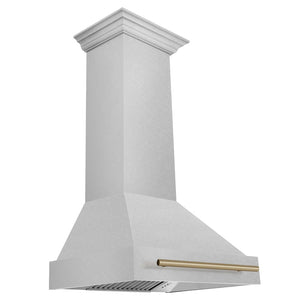 ZLINE Autograph Edition 30 in. Satin Stainless Steel Wall Mount Range Hood with Champagne Bronze Handle (8654SNZ-30-CB)