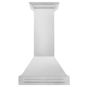 ZLINE 30 in. Satin Stainless Steel Wall Mount Range Hood with Stainless Steel Handle (8654SNX-30) front.