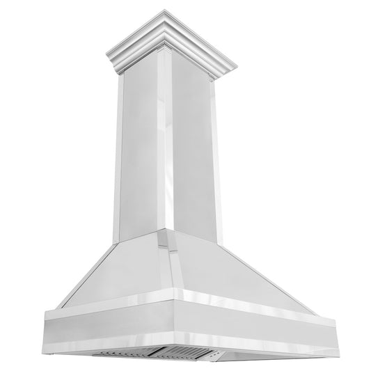 ZLINE 36 in. Designer Series Ducted Wall Mount Range Hood in Satin Stainless Steel with Mirror Accents (655MR-36)