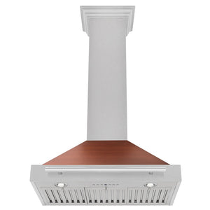 ZLINE 30 in. Convertible Satin Stainless Steel Wall Mount Range Hood with Copper Shell and Stainless Steel Handle (KB4SNX-C-30)