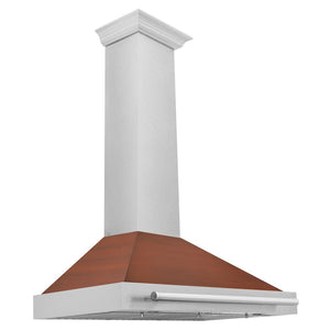 ZLINE 36 in. Convertible Satin Stainless Steel Wall Mount Range Hood with Copper Shell and Stainless Steel Handle (KB4SNX-C-36)