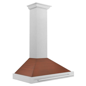 ZLINE 36 in. Convertible Satin Stainless Steel Wall Mount Range Hood with Copper Shell and Stainless Steel Handle (KB4SNX-C-36) side.