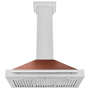 ZLINE 36 in. Convertible Satin Stainless Steel Wall Mount Range Hood with Copper Shell and Stainless Steel Handle (KB4SNX-C-36)