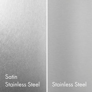 ZLINE Satin Stainless Steel (left) compared with Standard Stainless Steel (right). Satin Stainless Steel has a circular, non-directional finish.