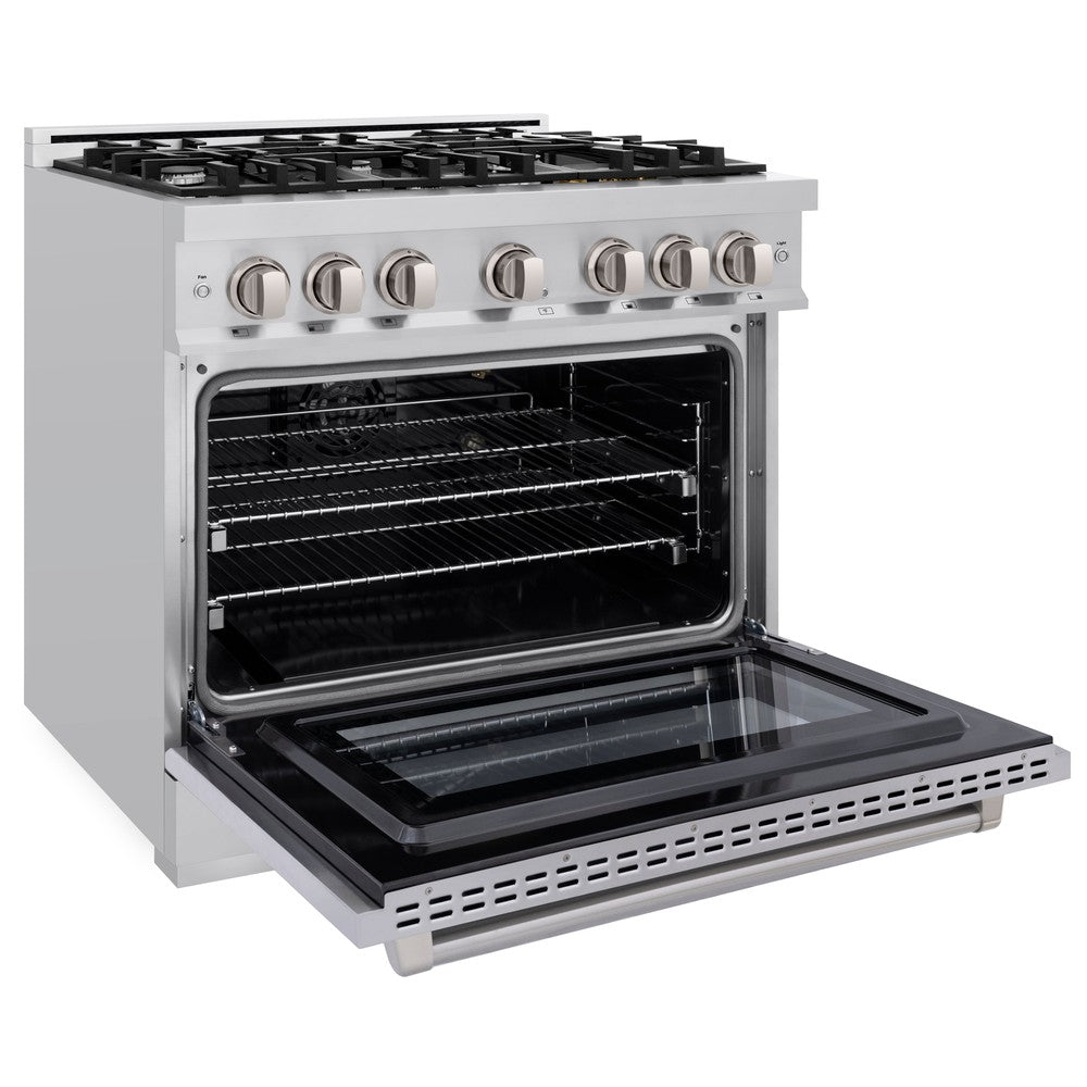 ZLINE 36 in. 5.2 cu. ft. Select Gas Range with 6 Burner Cooktop and Convection Gas Oven in Stainless Steel (HGR36)