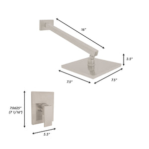 ZLINE Bliss Shower Faucet in Brushed Nickel (BLS-SHF-BN) dimensional diagram.