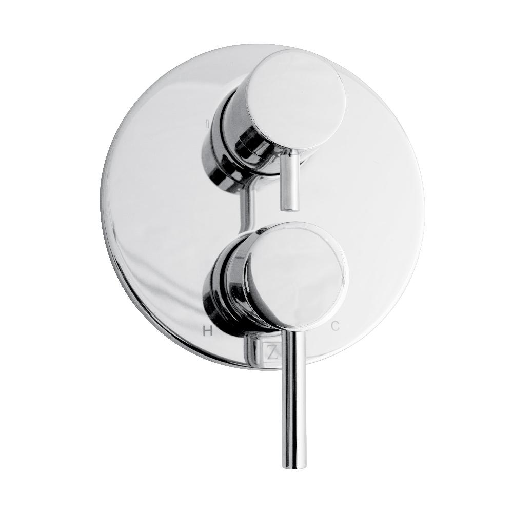 ZLINE El Dorado Rainfall Shower System in Chrome (ELD-SHS-CH) close-up detail, knobs.