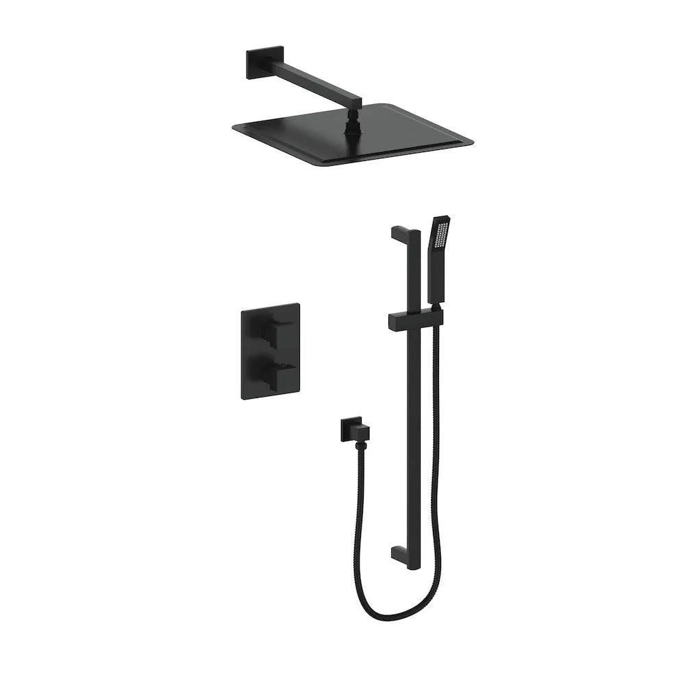 ZLINE Autograph Edition Crystal Bay Thermostatic Shower System in Matte Black (CBY-SHS-T2-MB) main image.