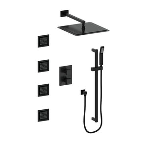 ZLINE Autograph Edition Crystal Bay Thermostatic Shower System with Body Jets in Matte Black (CBY-SHS-T3-MB) main image.