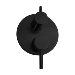 ZLINE El Dorado Rainfall Shower System in Matte Black (ELD-SHS-MB) close-up detail, knobs.