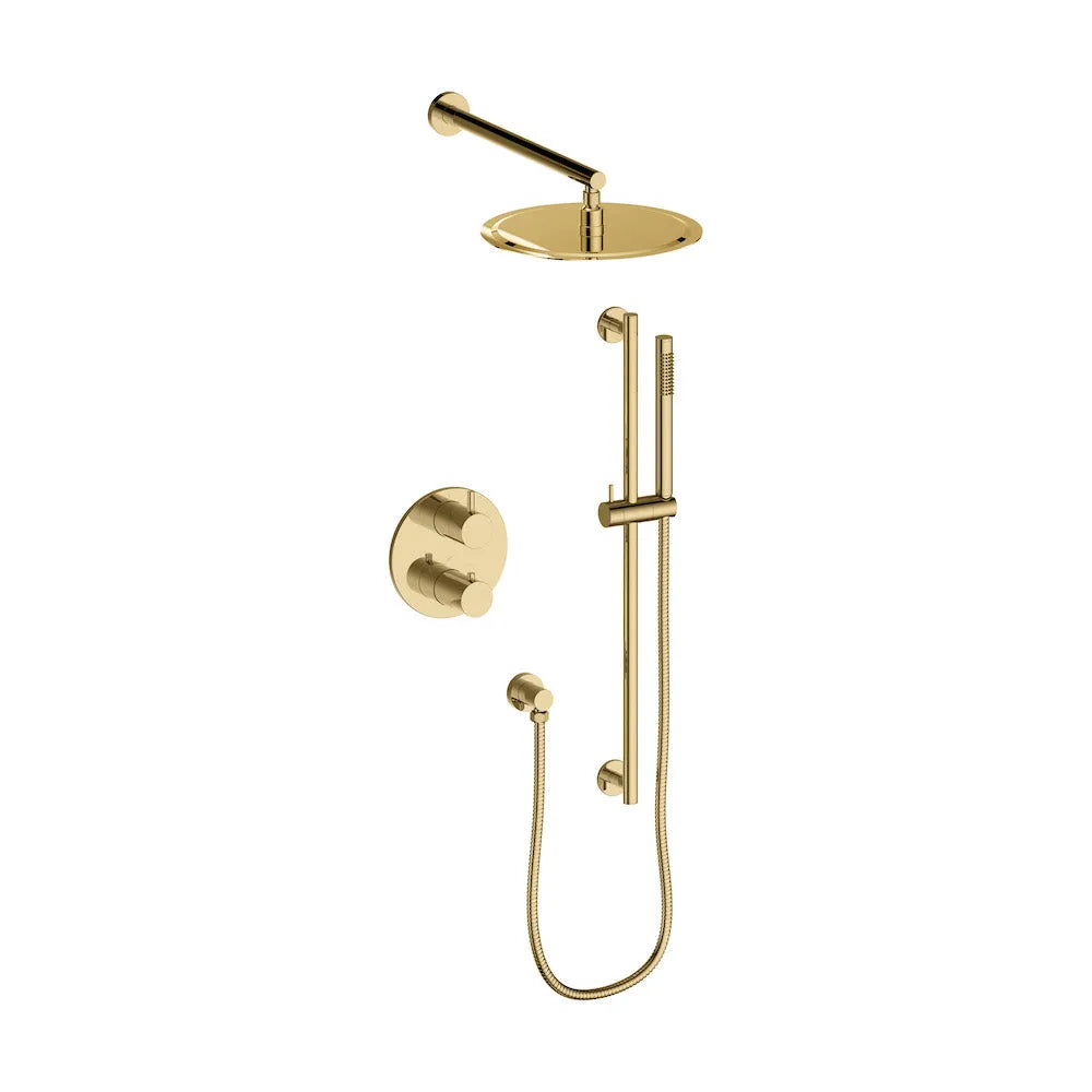 ZLINE Autograph Edition Emerald Bay Thermostatic Shower System in Polished Gold (EMBY-SHS-T2-PG) main image.