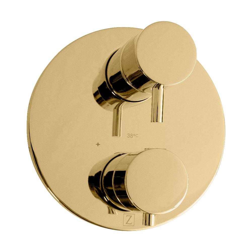 Emerald Bay Thermostatic Shower with Body Jets in Polished Gold