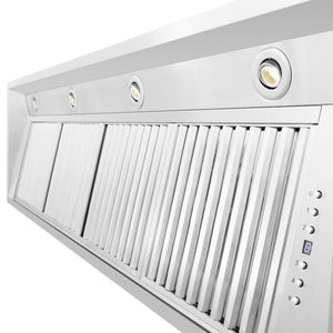 ZLINE 52 in. Ducted Wall Mount Range Hood Insert in Stainless Steel (698-52) built-in lighting.
