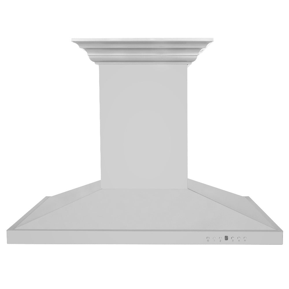 ZLINE 42 in. CrownSound™ Ducted Vent Island Mount Range Hood in Stainless Steel with Built-in Bluetooth Speakers (GL2iCRN-BT-42) front.