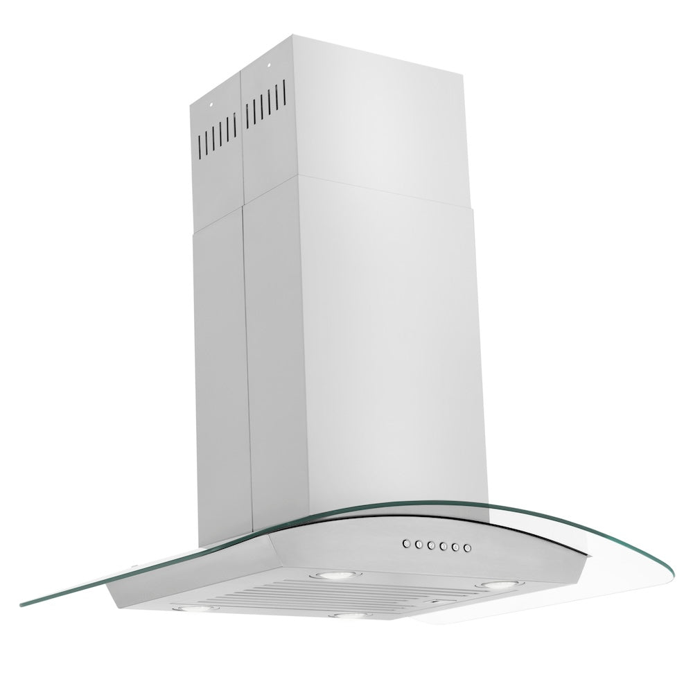 ZLINE 30 in. Alpine Series Convertible Island Mount Range Hood in Stainless Steel and Glass (ALP70IS-30)