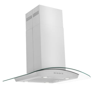 ZLINE 30 in. Alpine Series Convertible Island Mount Range Hood in Stainless Steel and Glass (ALP70IS-30)