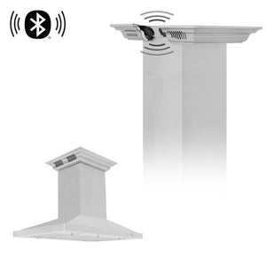 ZLINE 30 in. CrownSound™ Ducted Vent Island Mount Range Hood in Stainless Steel with Built-in Bluetooth Speakers (GL2iCRN-BT-30)