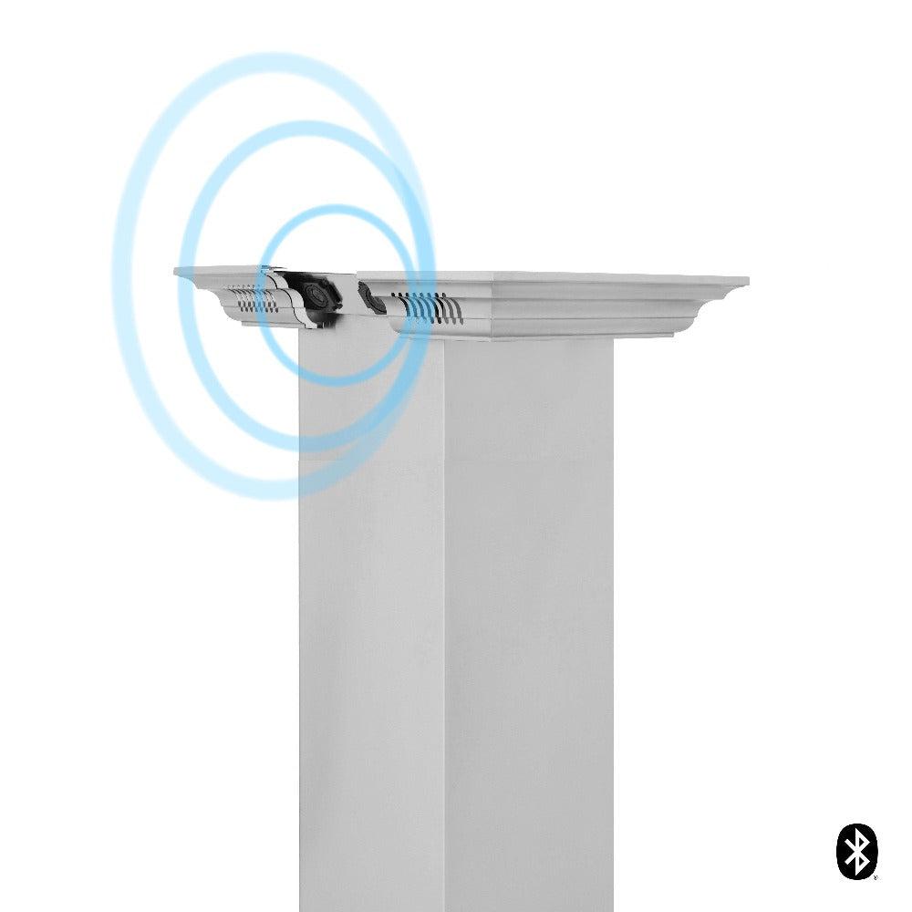 ZLINE 30 in. CrownSound™ Ducted Vent Island Mount Range Hood in Stainless Steel with Built-in Bluetooth Speakers (GL2iCRN-BT-30)