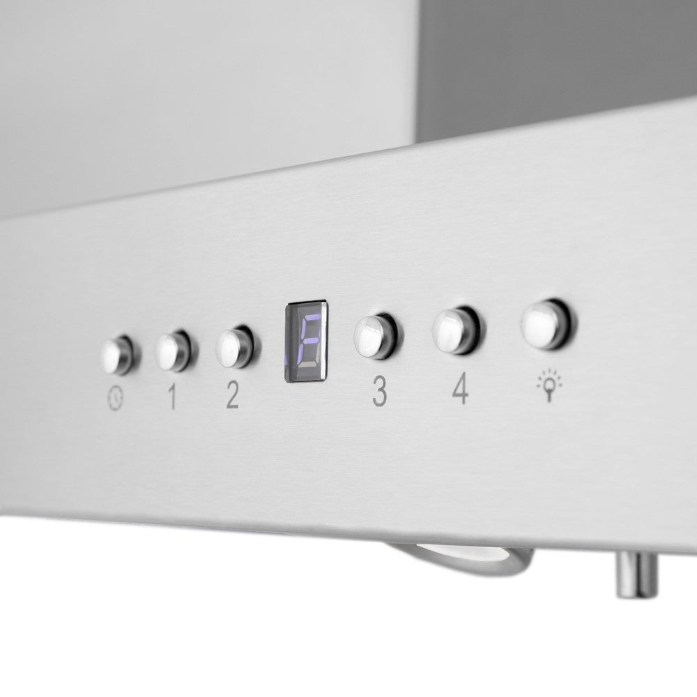 ZLINE 42 in. CrownSound™ Ducted Vent Island Mount Range Hood in Stainless Steel with Built-in Bluetooth Speakers (KE2iCRN-BT-42)