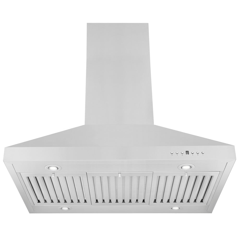ZLINE 36 in. Convertible Island Mount Range Hood in Stainless Steel (KL3i-36) front, under.