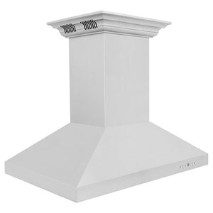 ZLINE 36 in. CrownSound™ Ducted Vent Island Mount Range Hood in Stainless Steel with Built-in Bluetooth Speakers (KL3iCRN-BT-36) side.