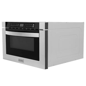 ZLINE Kitchen Package with 36 in. French Door Refrigerator, 48 in. Dual Fuel Range, 48 in. Range Hood, 24 in. Microwave Drawer, 24 in. Tall Tub Dishwasher and 24 in. Beverage Fridge in Stainless Steel (6KPR-RARH48-MWDWV-RBV)