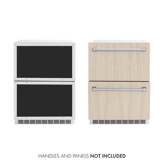 ZLINE 24 in. Touchstone 168 Can Outdoor-Rated Dual Refrigerator Drawer with Panel-Ready Doors (RDSPO-24)