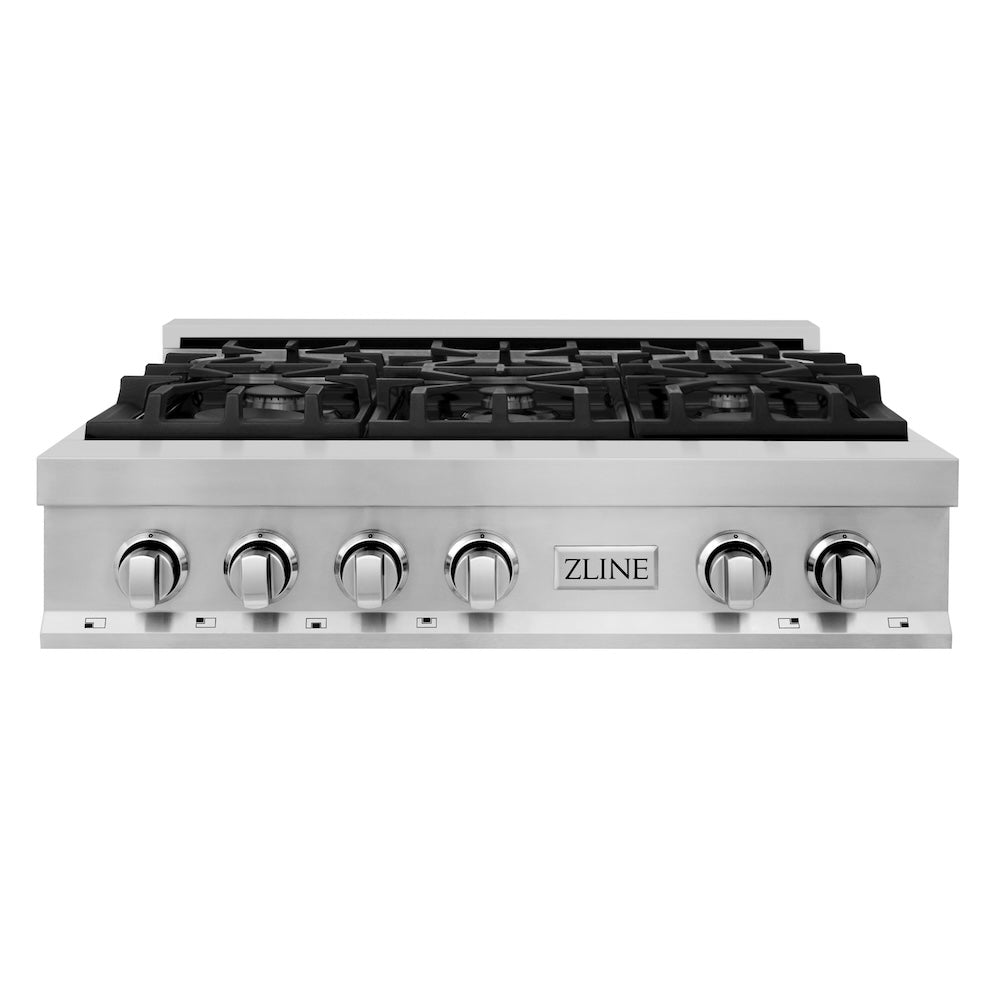 ZLINE 36 in. Legacy Gas Rangetop with 6 Burners and Porcelain Cooktop in Stainless Steel (RT36) front.