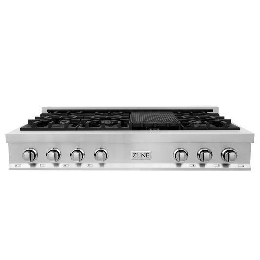 ZLINE 48 in. Porcelain Gas Rangetop with 7 Gas Burners and Griddle (RT48)