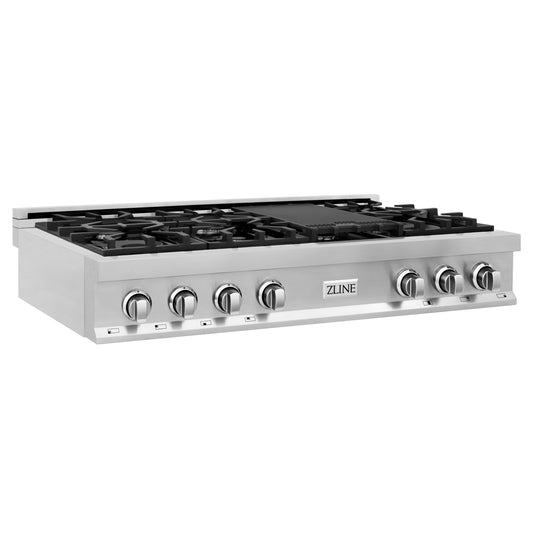 ZLINE 48 in. Porcelain Gas Rangetop with 7 Gas Burners and Griddle (RT48)