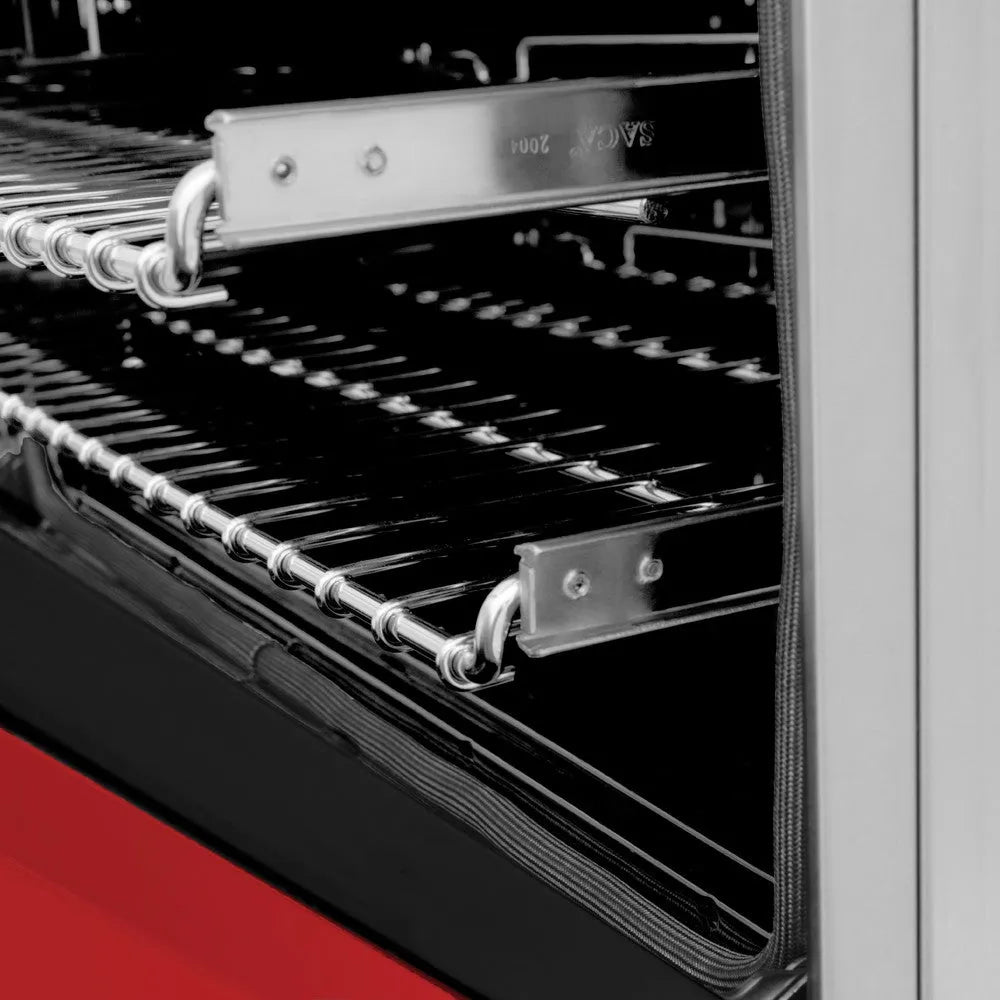 ZLINE 30 in. Kitchen Package with Satin Stainless Steel Dual Fuel Range with Red Matte Door and Convertible Vent Range Hood (2KP-RARMRH30)