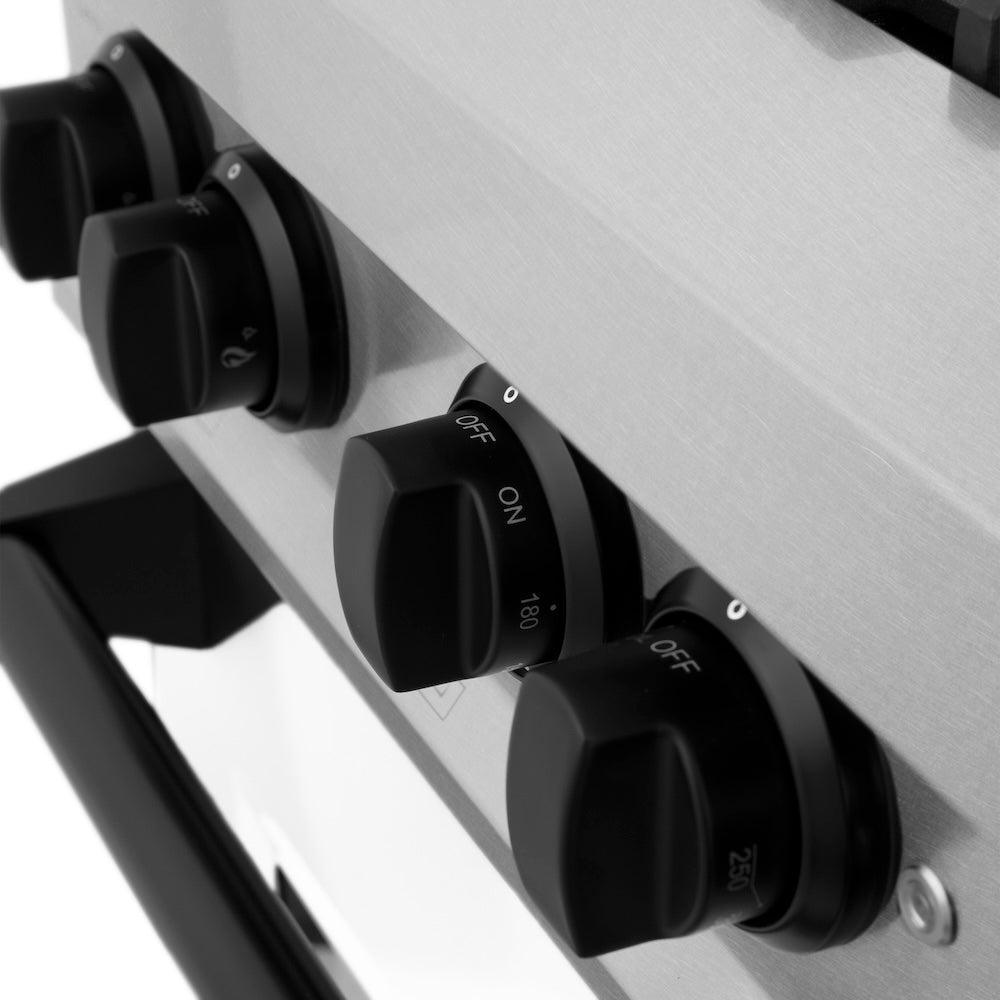 ZLINE Autograph Edition 36 in. 4.6 cu. ft. Legacy Dual Fuel Range with 6 Burner Gas Cooktop and Electric Convection Oven in Satin Stainless Steel with White Matte Door and Matte Black Accents (RASZ-WM-36-MB)